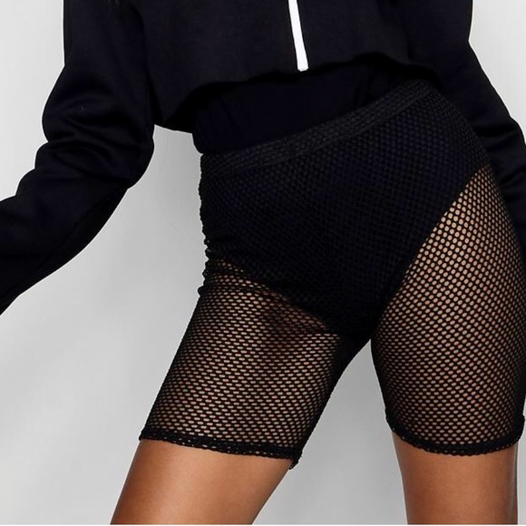 black fishnet cycling shorts